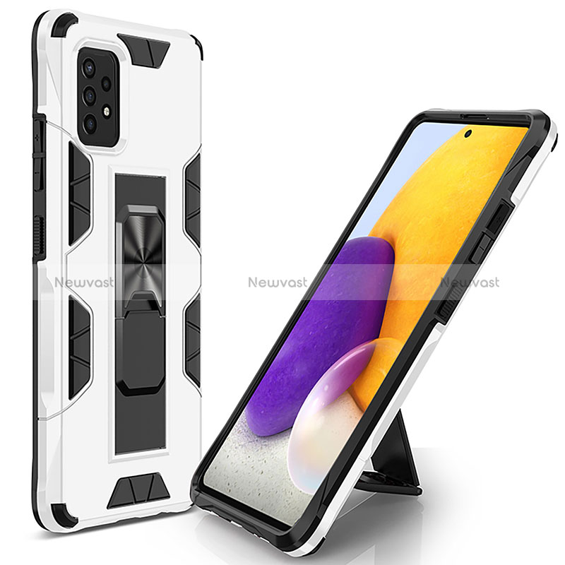 Silicone Matte Finish and Plastic Back Cover Case with Magnetic Stand MQ1 for Samsung Galaxy A52 5G