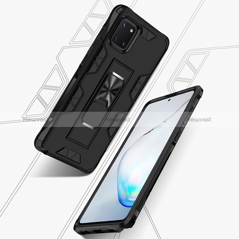 Silicone Matte Finish and Plastic Back Cover Case with Magnetic Stand MQ1 for Samsung Galaxy A81
