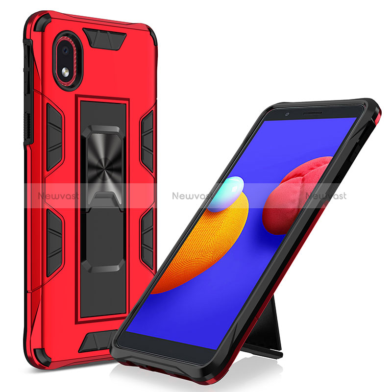 Silicone Matte Finish and Plastic Back Cover Case with Magnetic Stand MQ1 for Samsung Galaxy M01 Core