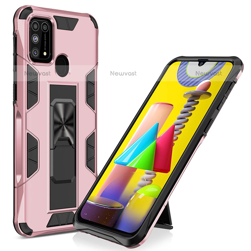 Silicone Matte Finish and Plastic Back Cover Case with Magnetic Stand MQ1 for Samsung Galaxy M31 Prime Edition