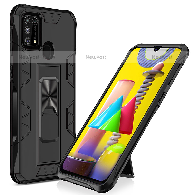 Silicone Matte Finish and Plastic Back Cover Case with Magnetic Stand MQ1 for Samsung Galaxy M31 Prime Edition