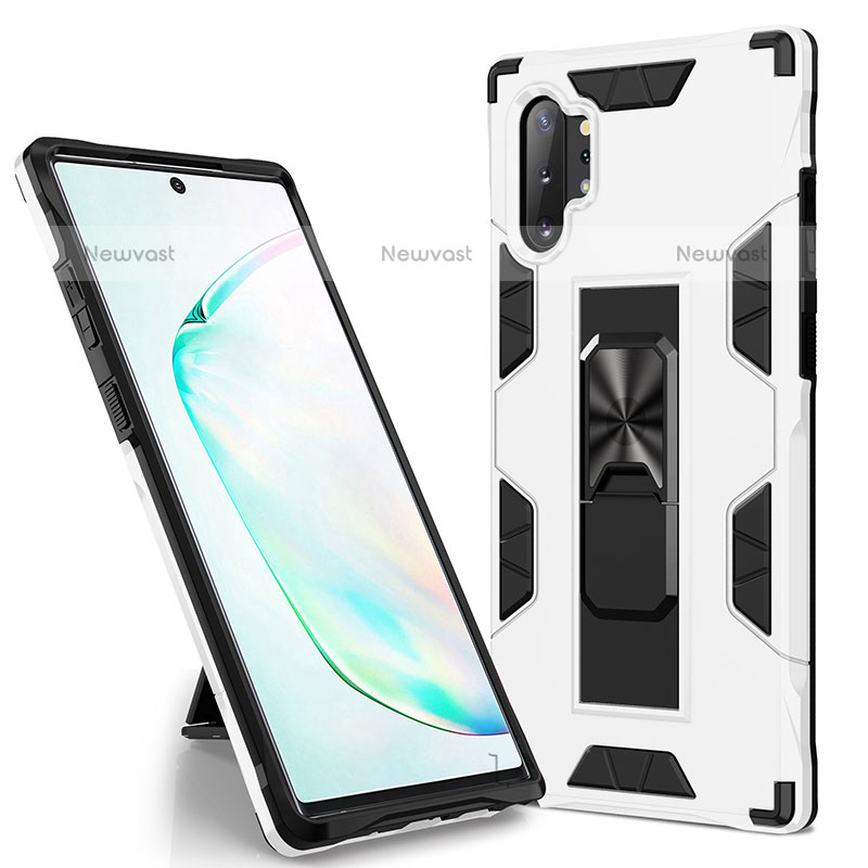 Silicone Matte Finish and Plastic Back Cover Case with Magnetic Stand MQ1 for Samsung Galaxy Note 10 Plus 5G