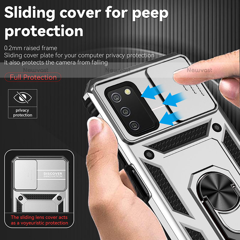 Silicone Matte Finish and Plastic Back Cover Case with Magnetic Stand Q02W for Samsung Galaxy A02s