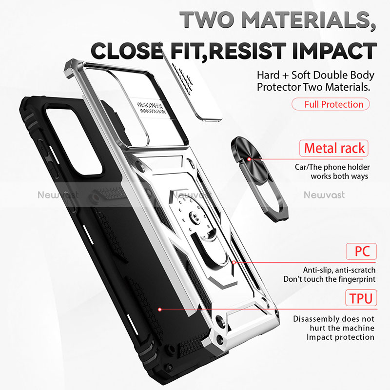 Silicone Matte Finish and Plastic Back Cover Case with Magnetic Stand Q02W for Samsung Galaxy A33 5G