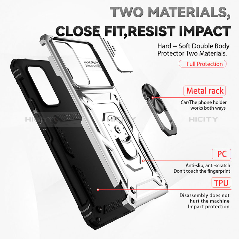 Silicone Matte Finish and Plastic Back Cover Case with Magnetic Stand Q02W for Samsung Galaxy A53 5G