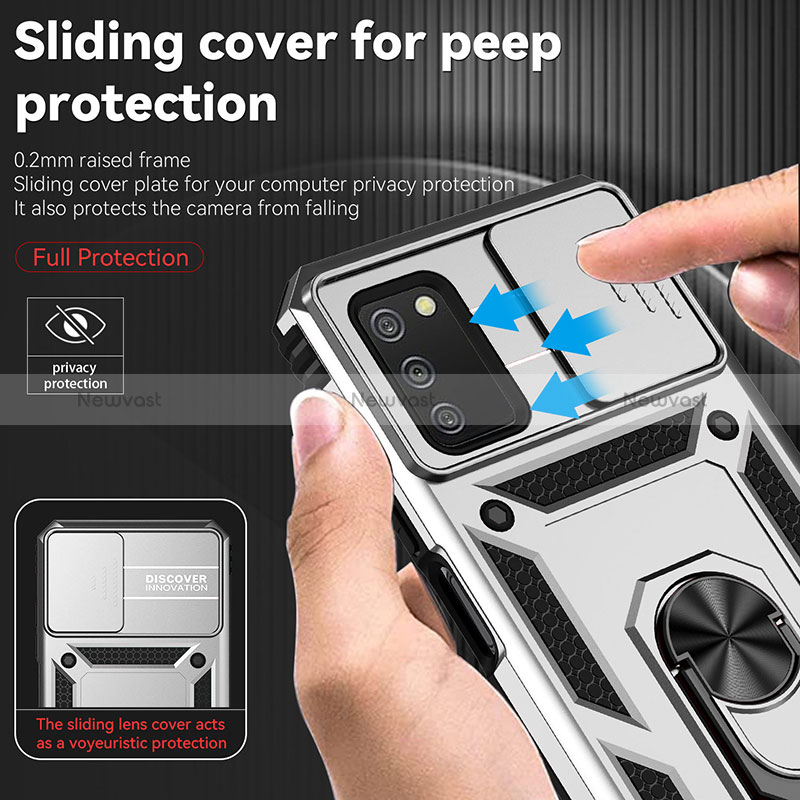 Silicone Matte Finish and Plastic Back Cover Case with Magnetic Stand Q02W for Samsung Galaxy M02s