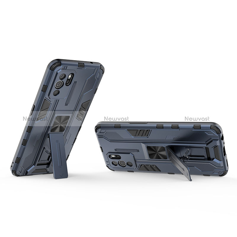 Silicone Matte Finish and Plastic Back Cover Case with Magnetic Stand T01 for Oppo Reno6 Z 5G