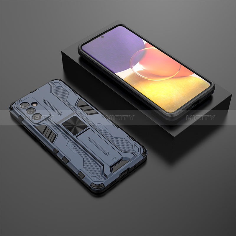Silicone Matte Finish and Plastic Back Cover Case with Magnetic Stand T01 for Samsung Galaxy A25 5G