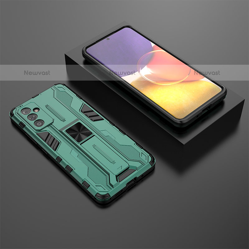 Silicone Matte Finish and Plastic Back Cover Case with Magnetic Stand T01 for Samsung Galaxy Quantum2 5G