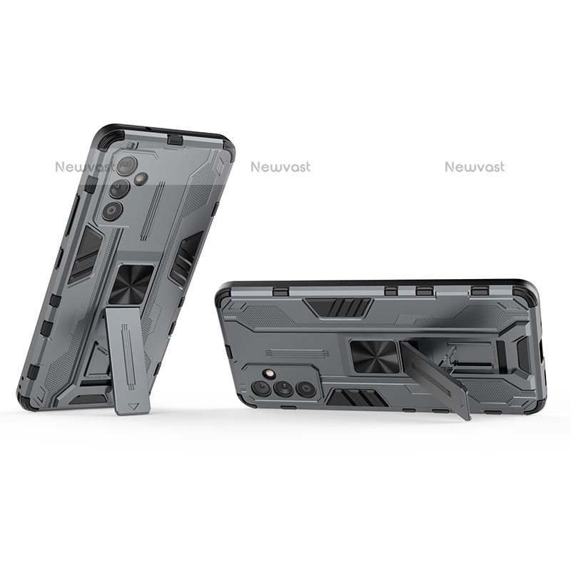 Silicone Matte Finish and Plastic Back Cover Case with Magnetic Stand T01 for Samsung Galaxy Quantum2 5G