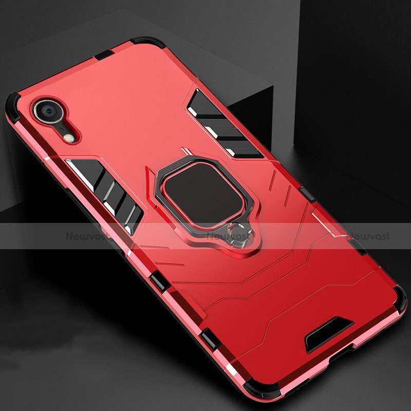 Silicone Matte Finish and Plastic Back Cover Case with Stand A01 for Apple iPhone XR