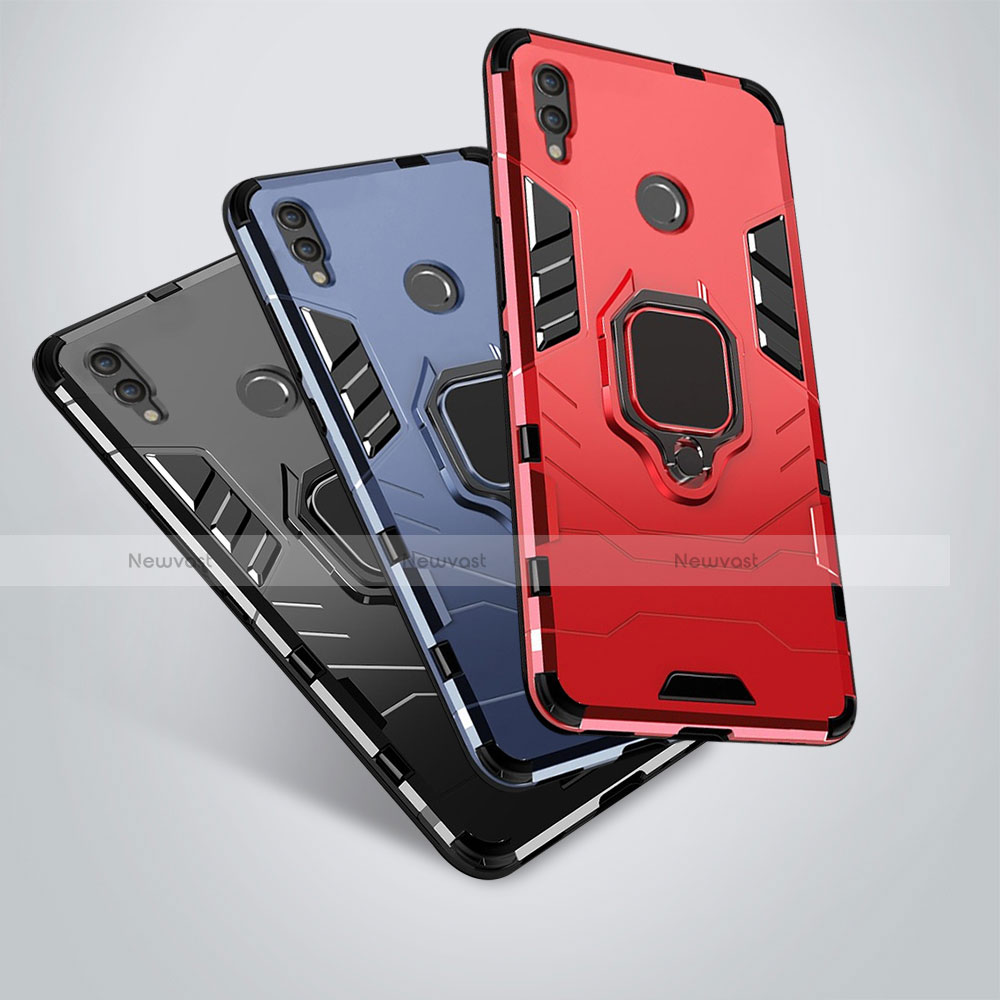 Silicone Matte Finish and Plastic Back Cover Case with Stand A01 for Huawei Honor 10 Lite
