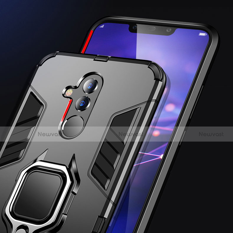 Silicone Matte Finish and Plastic Back Cover Case with Stand A01 for Huawei Mate 20 Lite