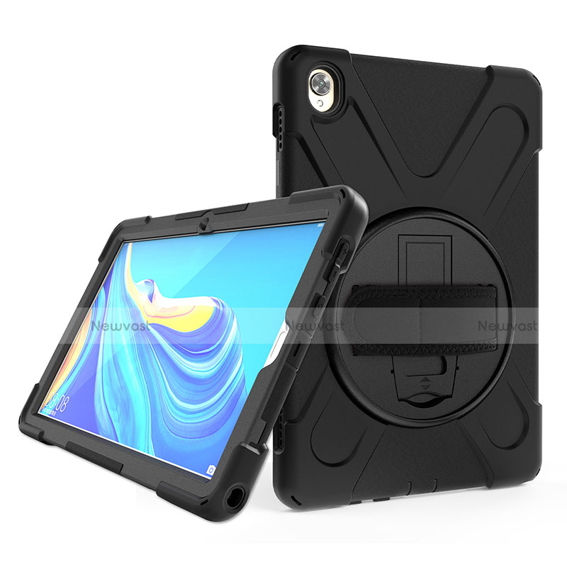 Silicone Matte Finish and Plastic Back Cover Case with Stand A01 for Huawei MatePad 10.8 Black