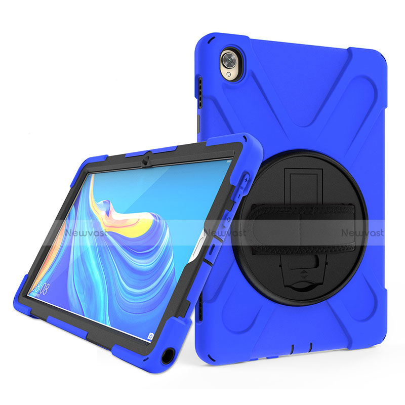 Silicone Matte Finish and Plastic Back Cover Case with Stand A01 for Huawei MatePad 10.8 Blue