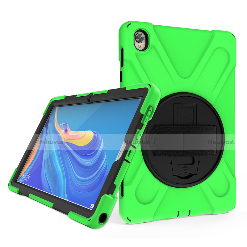 Silicone Matte Finish and Plastic Back Cover Case with Stand A01 for Huawei MatePad 10.8 Green