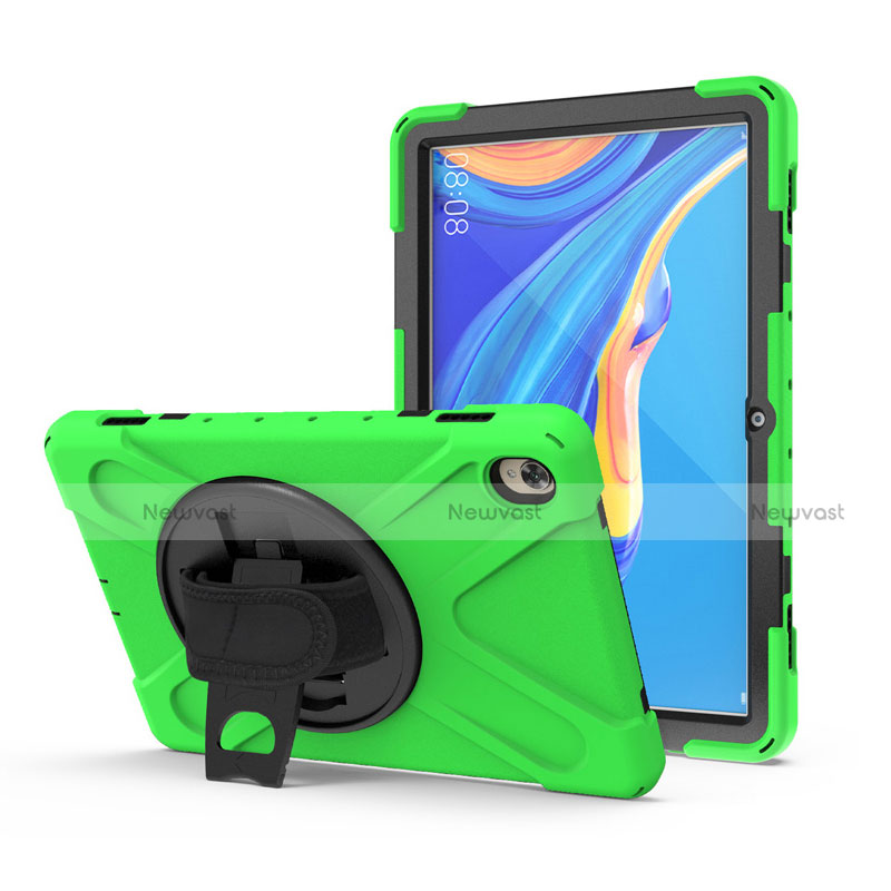 Silicone Matte Finish and Plastic Back Cover Case with Stand A01 for Huawei MediaPad M6 10.8 Green