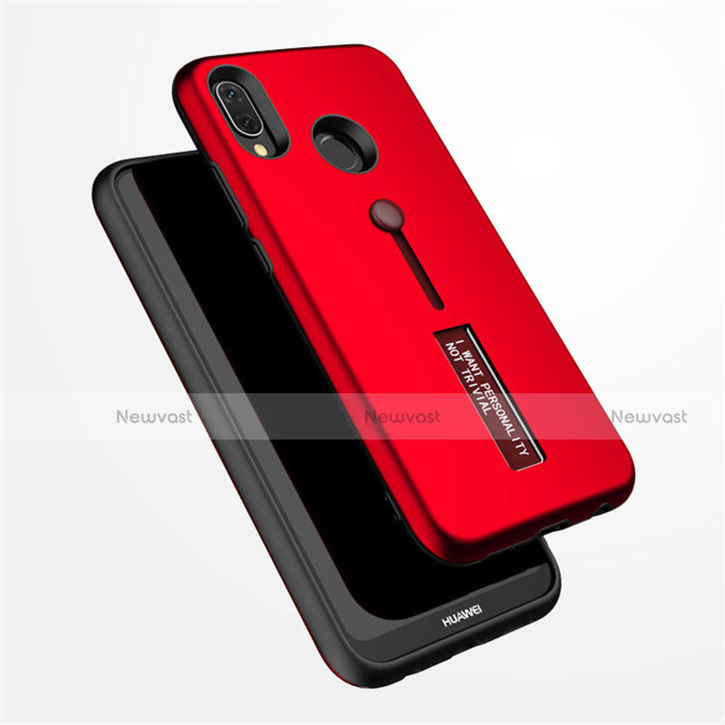 Silicone Matte Finish and Plastic Back Cover Case with Stand A01 for Huawei Nova 3e