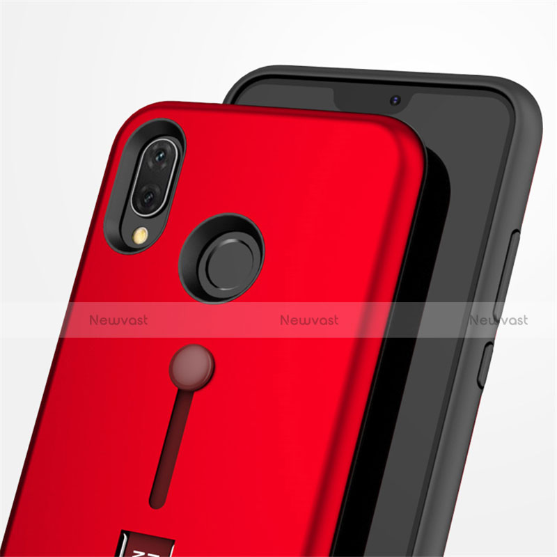 Silicone Matte Finish and Plastic Back Cover Case with Stand A01 for Huawei Nova 3e