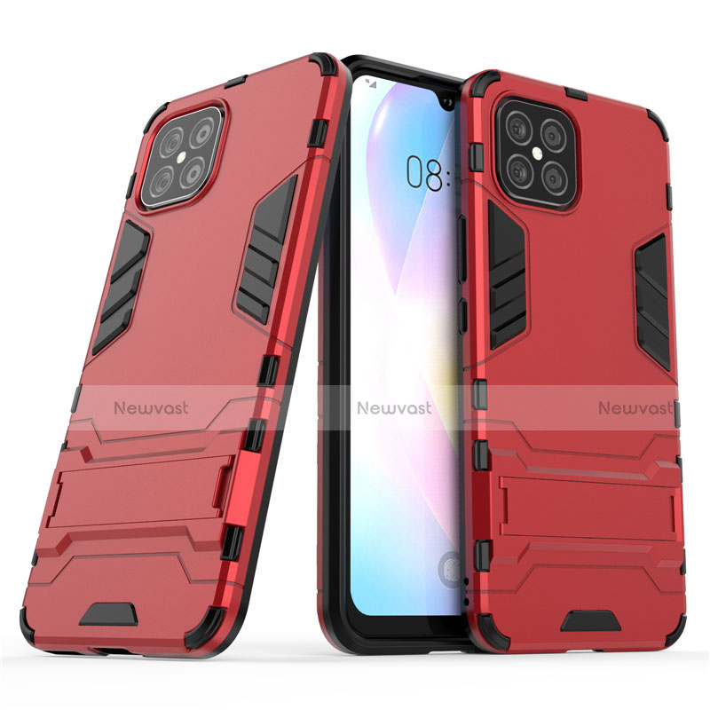 Silicone Matte Finish and Plastic Back Cover Case with Stand A01 for Huawei Nova 8 SE 5G