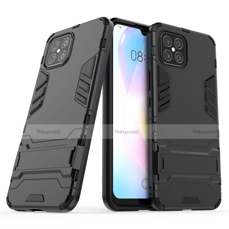 Silicone Matte Finish and Plastic Back Cover Case with Stand A01 for Huawei Nova 8 SE 5G