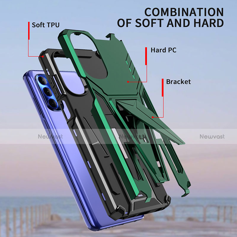 Silicone Matte Finish and Plastic Back Cover Case with Stand A01 for Motorola Moto G Stylus (2022) 5G