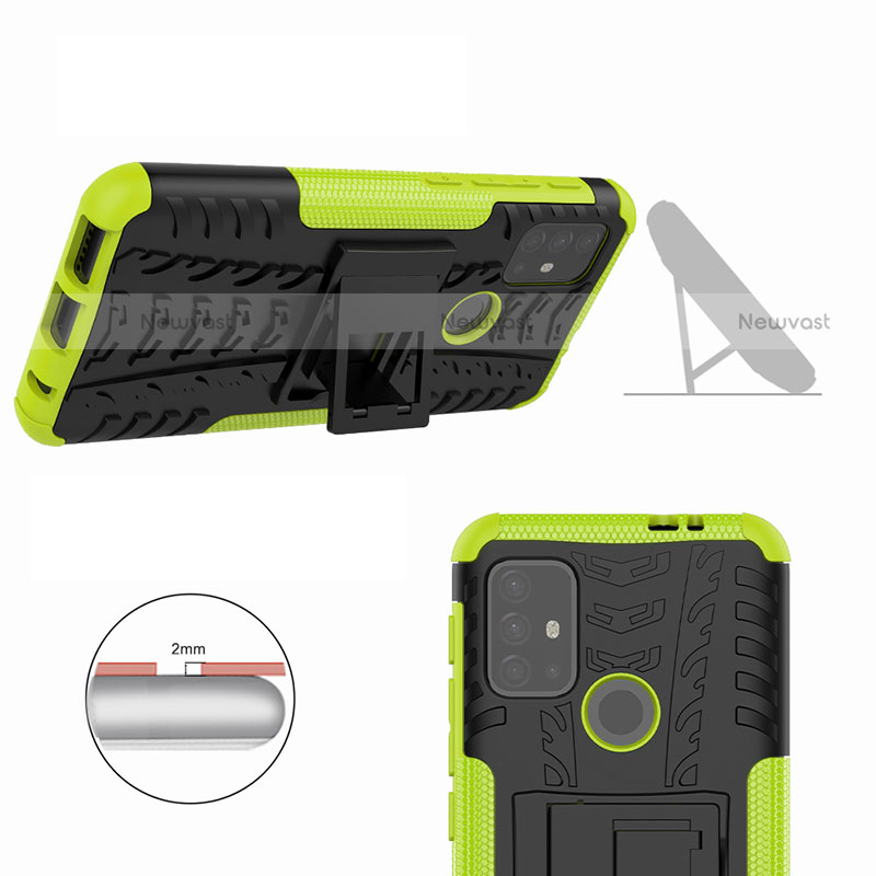 Silicone Matte Finish and Plastic Back Cover Case with Stand A01 for Motorola Moto G10