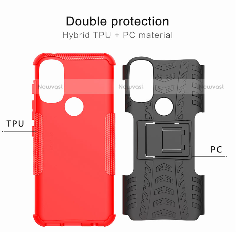 Silicone Matte Finish and Plastic Back Cover Case with Stand A01 for Motorola Moto G71 5G