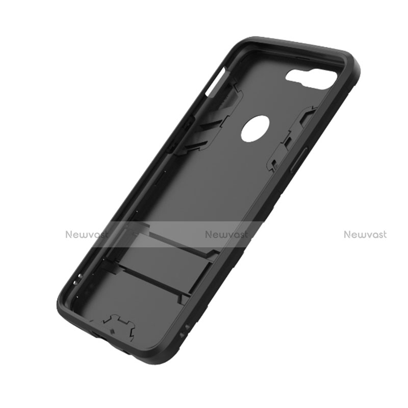 Silicone Matte Finish and Plastic Back Cover Case with Stand A01 for OnePlus 5T A5010