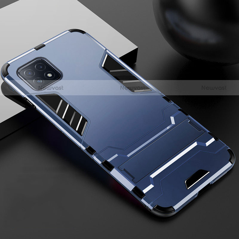 Silicone Matte Finish and Plastic Back Cover Case with Stand A01 for Oppo A72 5G