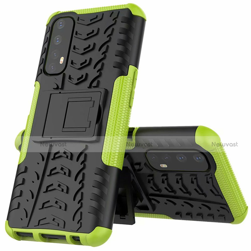 Silicone Matte Finish and Plastic Back Cover Case with Stand A01 for Realme 7 Green