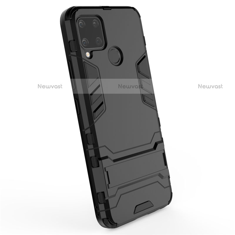 Silicone Matte Finish and Plastic Back Cover Case with Stand A01 for Realme C15