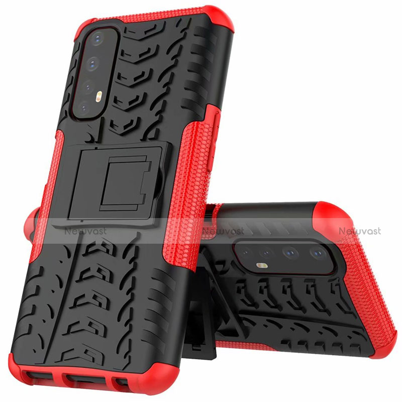 Silicone Matte Finish and Plastic Back Cover Case with Stand A01 for Realme Narzo 20 Pro Red