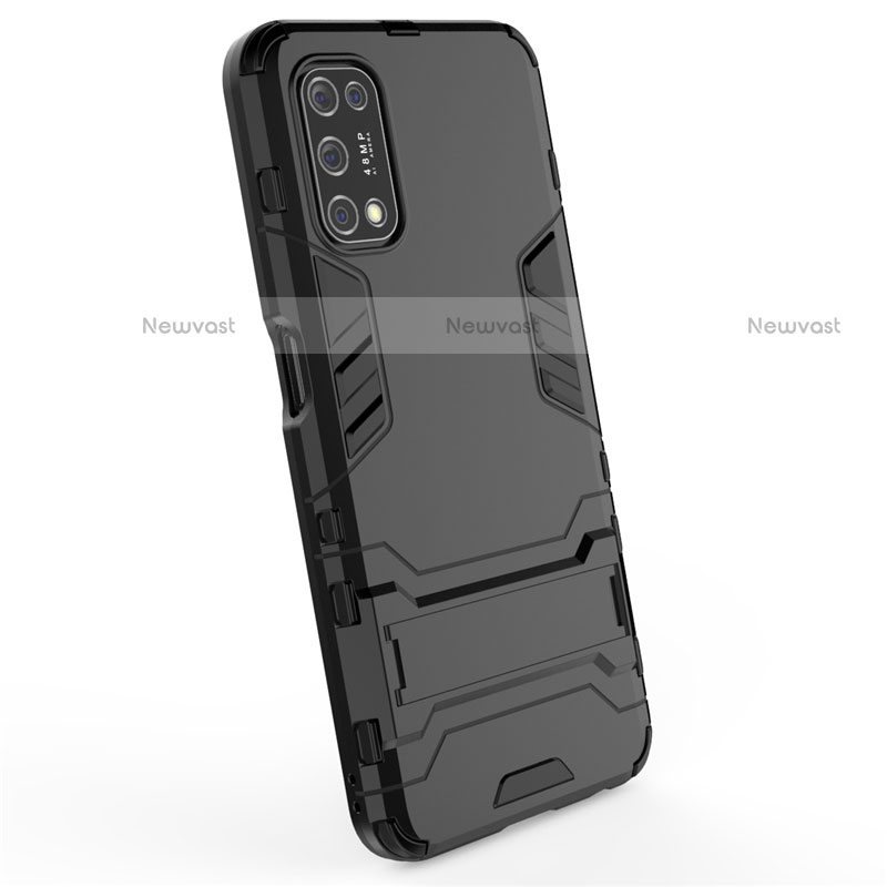 Silicone Matte Finish and Plastic Back Cover Case with Stand A01 for Realme V5 5G