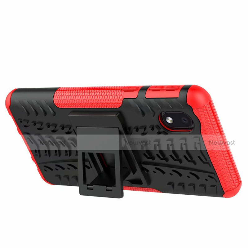 Silicone Matte Finish and Plastic Back Cover Case with Stand A01 for Samsung Galaxy A01 Core