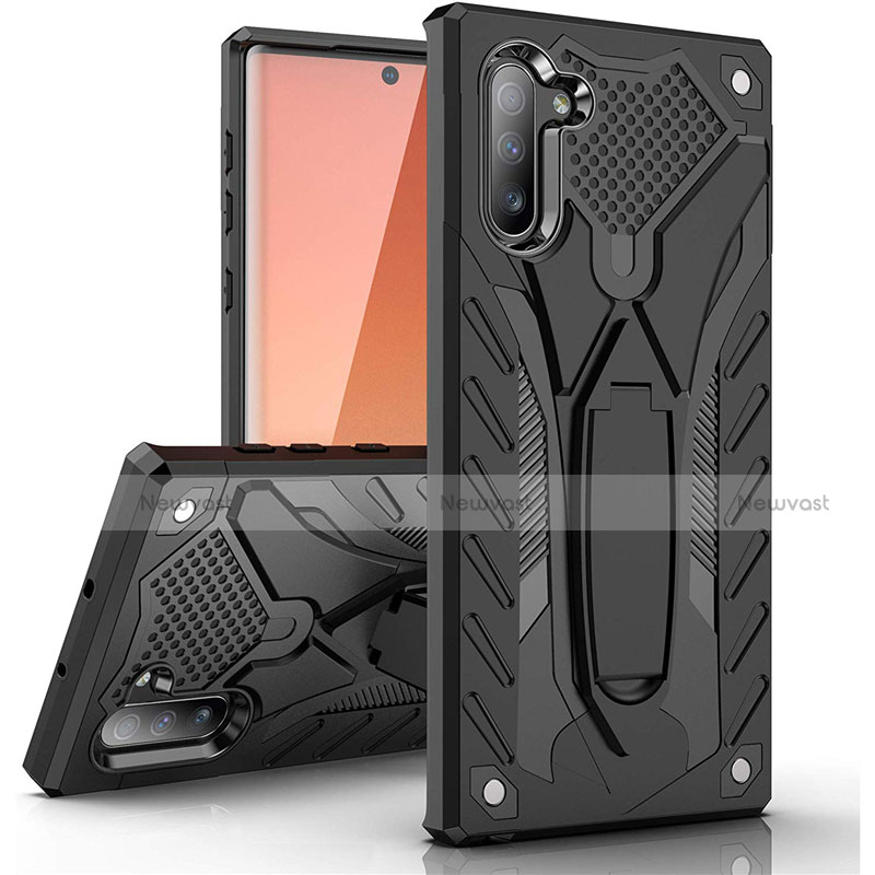 Silicone Matte Finish and Plastic Back Cover Case with Stand A01 for Samsung Galaxy Note 10