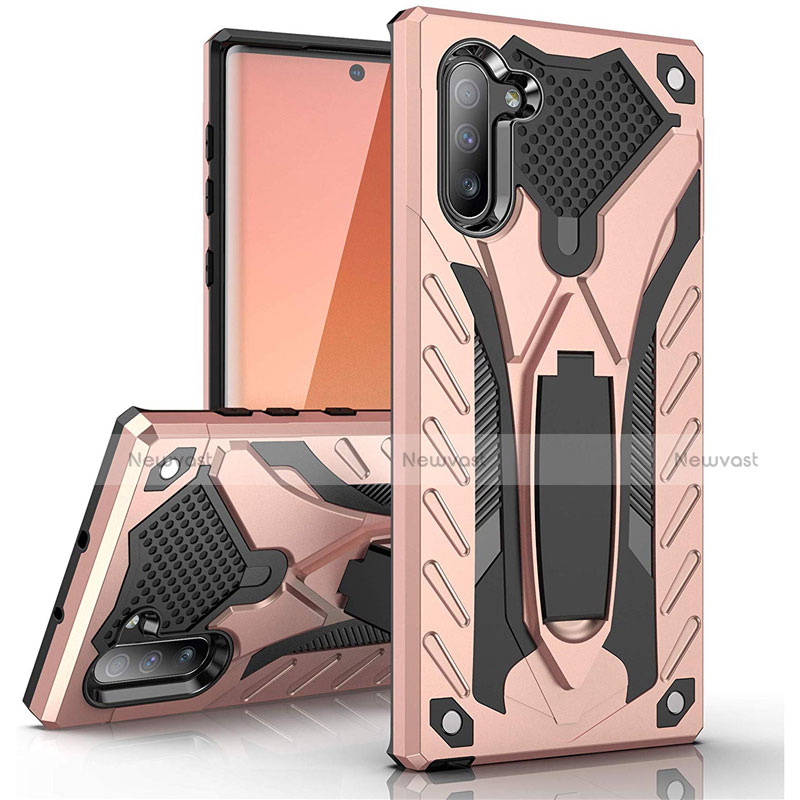 Silicone Matte Finish and Plastic Back Cover Case with Stand A01 for Samsung Galaxy Note 10 5G