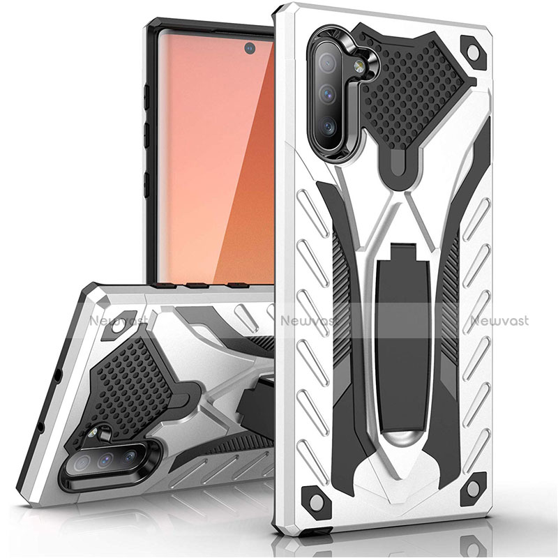 Silicone Matte Finish and Plastic Back Cover Case with Stand A01 for Samsung Galaxy Note 10