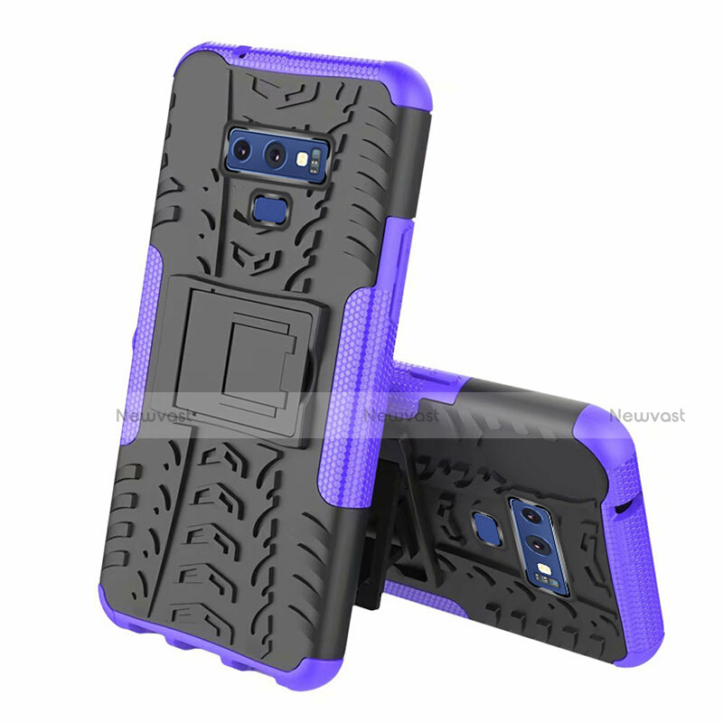 Silicone Matte Finish and Plastic Back Cover Case with Stand A01 for Samsung Galaxy Note 9