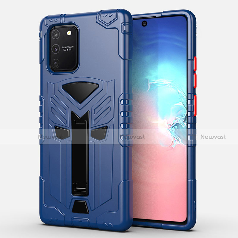 Silicone Matte Finish and Plastic Back Cover Case with Stand A01 for Samsung Galaxy S10 Lite