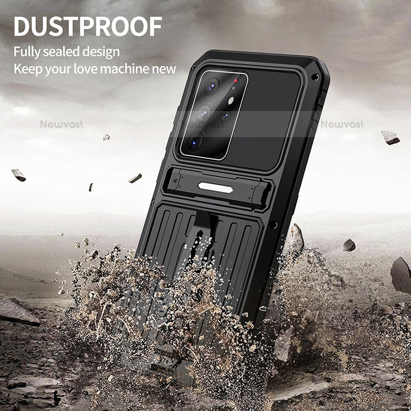 Silicone Matte Finish and Plastic Back Cover Case with Stand A01 for Samsung Galaxy S23 Ultra 5G