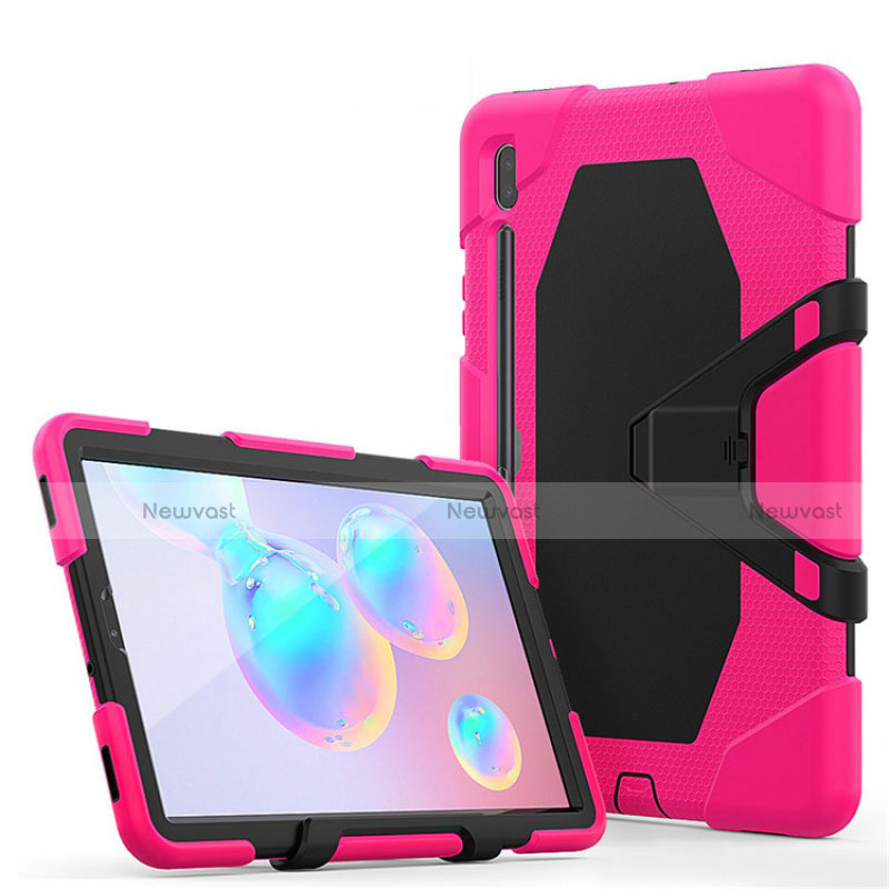 Silicone Matte Finish and Plastic Back Cover Case with Stand A01 for Samsung Galaxy Tab S6 10.5 SM-T860