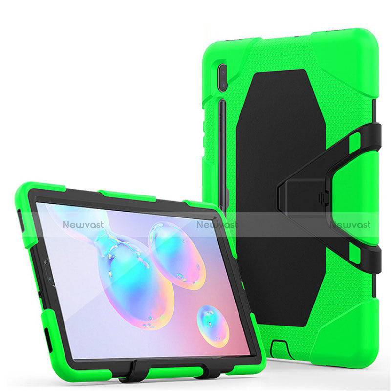 Silicone Matte Finish and Plastic Back Cover Case with Stand A01 for Samsung Galaxy Tab S6 10.5 SM-T860 Green