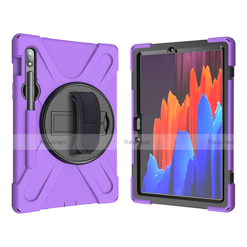 Silicone Matte Finish and Plastic Back Cover Case with Stand A01 for Samsung Galaxy Tab S7 11 Wi-Fi SM-T870