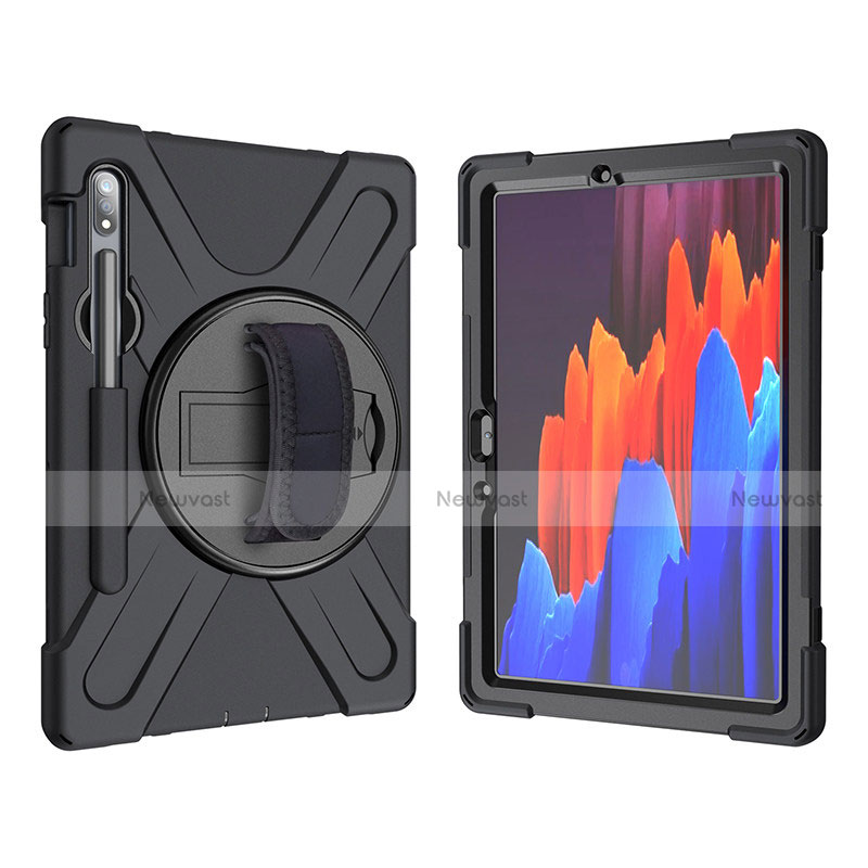 Silicone Matte Finish and Plastic Back Cover Case with Stand A01 for Samsung Galaxy Tab S7 11 Wi-Fi SM-T870