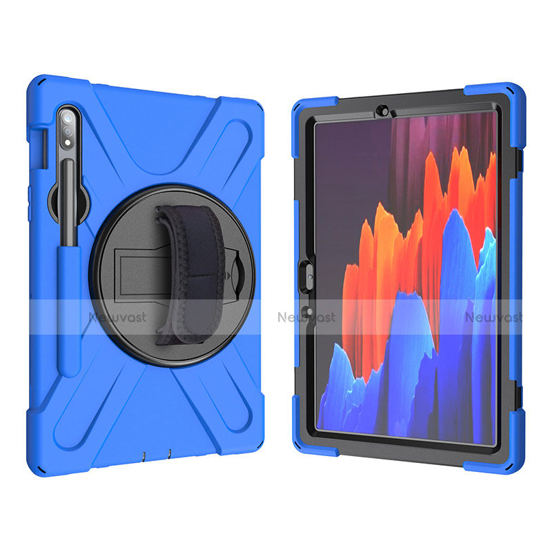 Silicone Matte Finish and Plastic Back Cover Case with Stand A01 for Samsung Galaxy Tab S7 4G 11 SM-T875