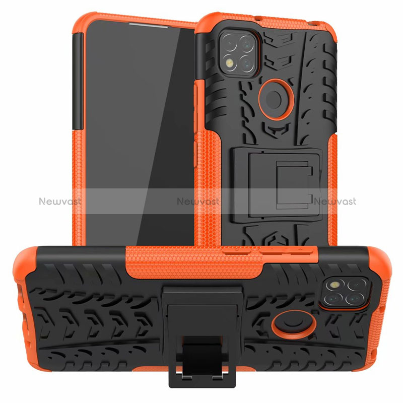 Silicone Matte Finish and Plastic Back Cover Case with Stand A01 for Xiaomi Redmi 10A 4G