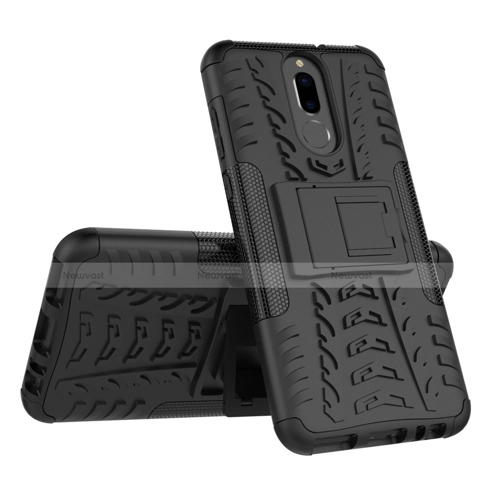 Silicone Matte Finish and Plastic Back Cover Case with Stand A02 for Huawei Nova 2i Black