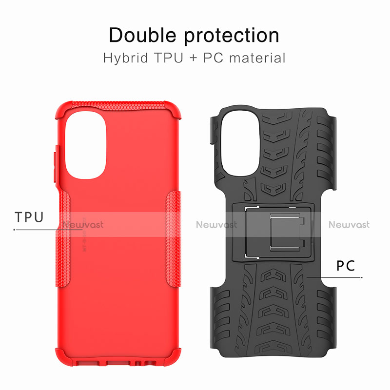 Silicone Matte Finish and Plastic Back Cover Case with Stand A02 for Motorola Moto G 5G (2022)