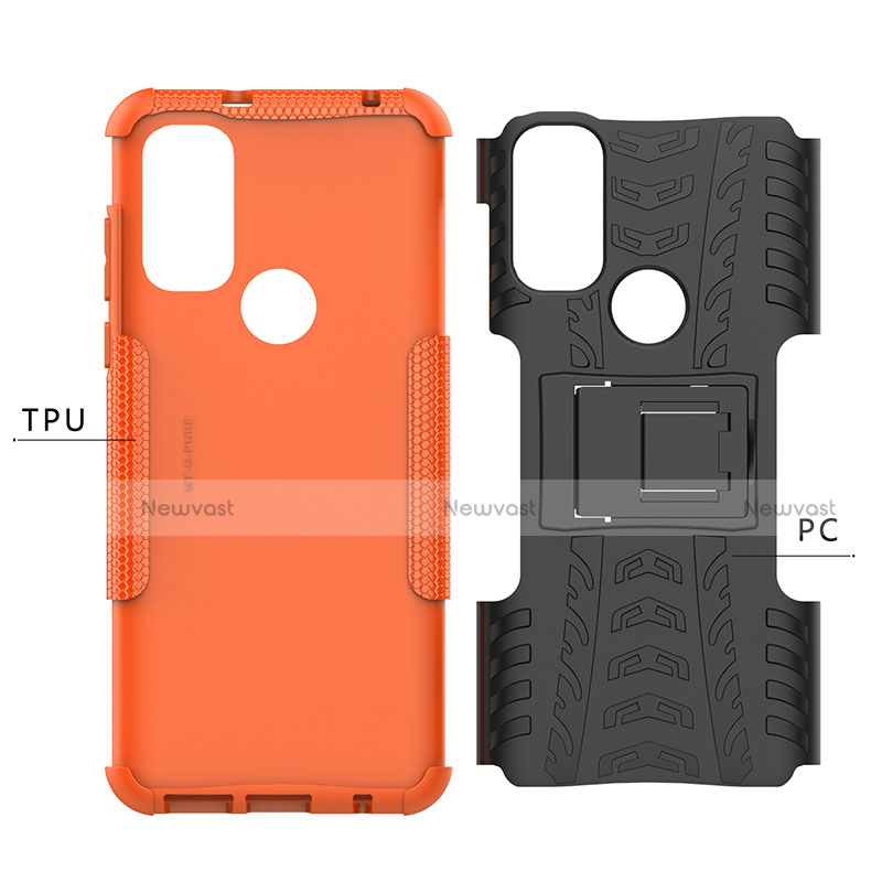 Silicone Matte Finish and Plastic Back Cover Case with Stand A02 for Motorola Moto G Pure